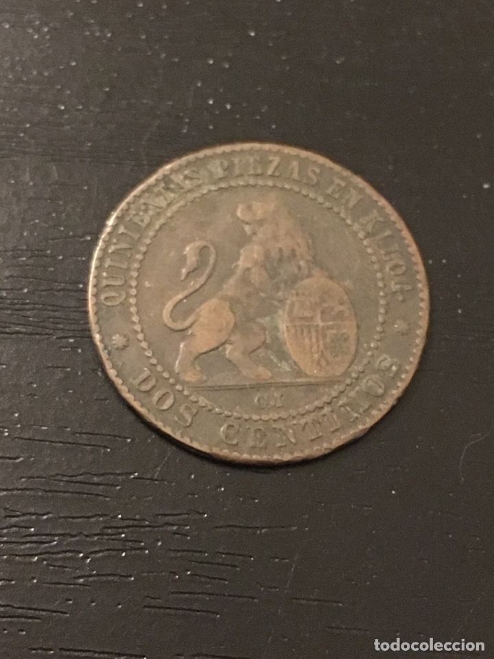 Monedas de Espa&ntilde;a: Moneda 2 c&eacute;ntimos 2 gramos gobierno provisional 1870 - Foto 2