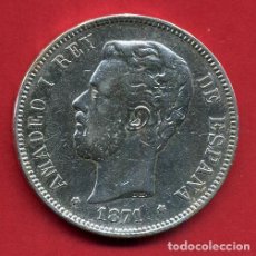 Monedas de España: MONEDA 5 PESETAS 1871 AMADEO I , ESTRELLAS VISIBLES 18 75 , DURO DE PLATA , MBC++ ,ORIGINAL, D2520. Lote 111694551