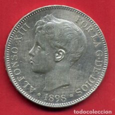 Monedas de España: MONEDA 5 PESETAS 1898 ALFONSO XIII , ESTRELLAS VISIBLES 18 98 , DURO DE PLATA , EBC ,ORIGINAL, D2571. Lote 111708247