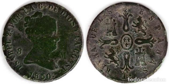 Monedas de Espa&ntilde;a: 1850 Isabel II - 8 Maravedis de Jubia.. - Foto 2