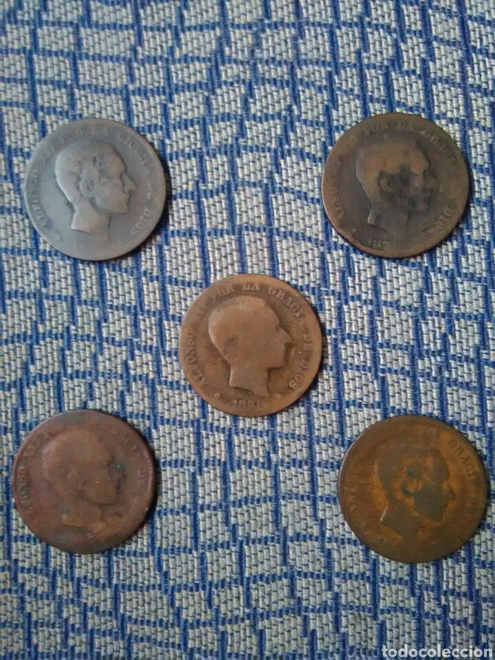 Monedas de Espa&ntilde;a: Lote de 5 monedas Alfonso XII - Foto 1