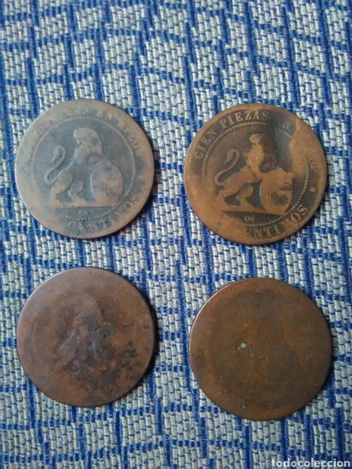 Monedas de Espa&ntilde;a: Lote de 4 monedas 1870 - diez c&eacute;ntimos - Foto 2
