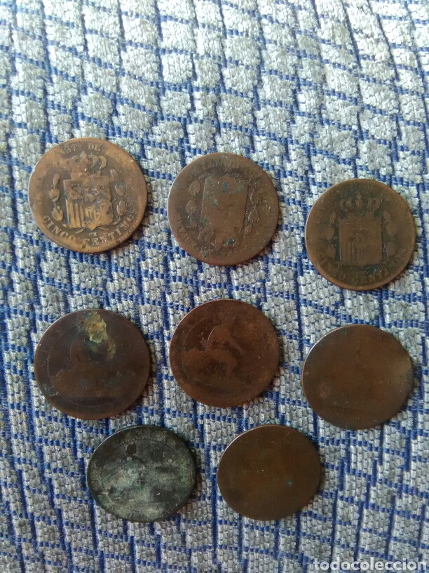 Monedas de Espa&ntilde;a: Lote de 8 monedas cinco c&eacute;ntimos Alfonso xii - Foto 2