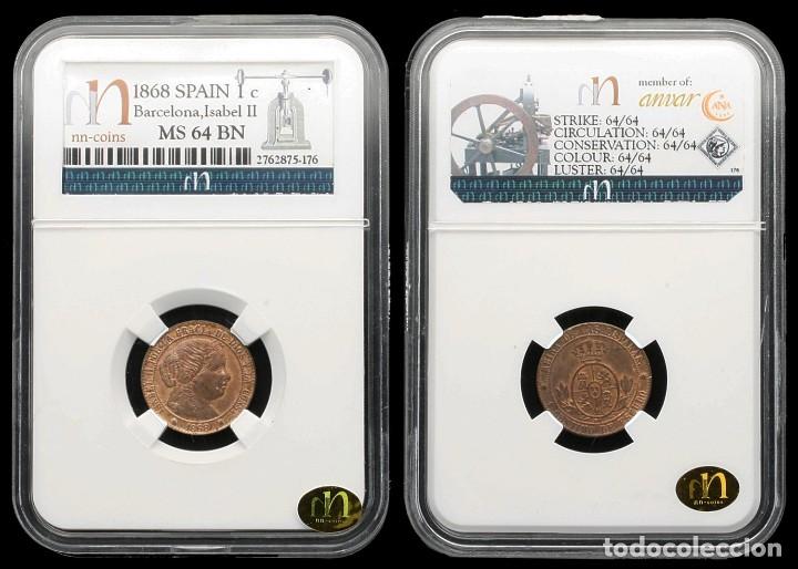 Monedas de Espa&ntilde;a: 1 c&eacute;ntimo de escudo. 1868. Barcelona. OM. - Foto 1
