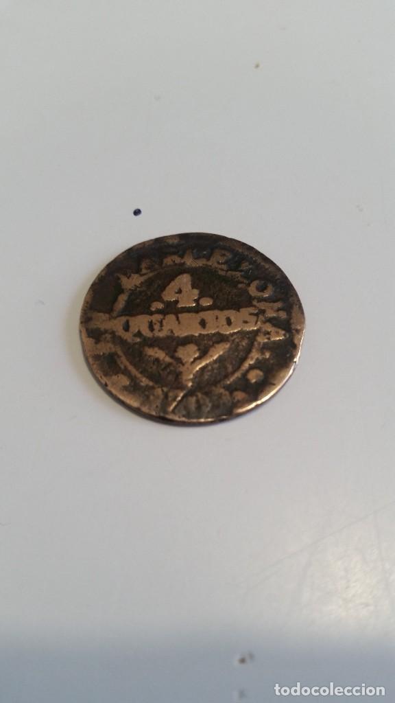 Monedas de Espa&ntilde;a: Moneda de cuatro cuartos Barcelona 1709 - Foto 2