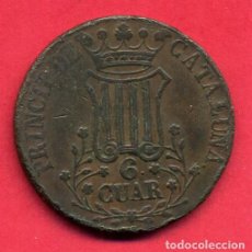 Monedas de España: MONEDA COBRE ISABEL II , 6 CUARTOS CUAR PRINCIPADO DE CATALUÑA 1843 , MBC ,ORIGINAL , B20. Lote 128819951