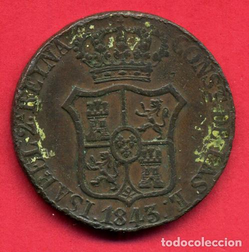 Monedas de España: MONEDA COBRE ISABEL II , 6 CUARTOS CUAR PRINCIPADO DE CATALUÑA 1843 , MBC ,ORIGINAL , B20 - Foto 2 - 128819951