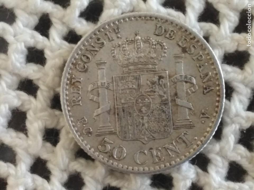 Monedas de Espa&ntilde;a: Moneda plata Alfonso Xlll 50 centimos 1904 PCV - Foto 2