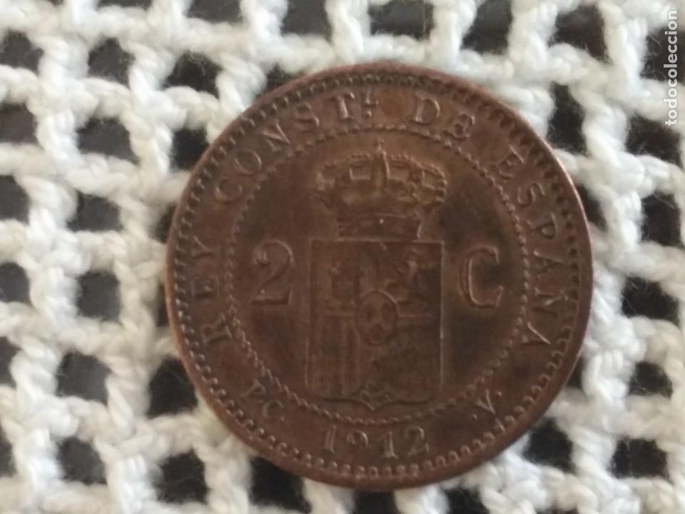 Monedas de Espa&ntilde;a: Moneda Alfonso Xlll 2 c&eacute;ntimos 1912 PCV - Foto 2