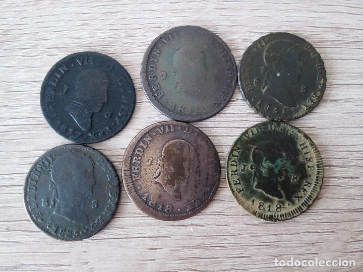 Monedas de España: Lote de 6 monedas de 8 Maravedis de Fernando VII - Foto 1 - 200572175