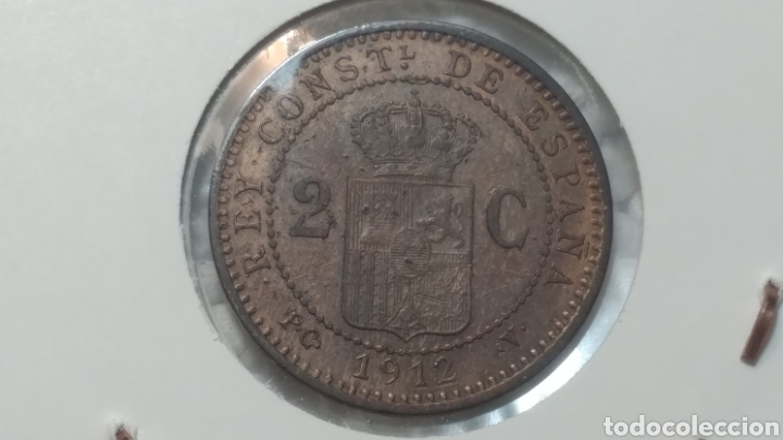 Monedas de Espa&ntilde;a: ALFONSO XIII 2 C&Eacute;NTIMOS 1912 PCV - Foto 2