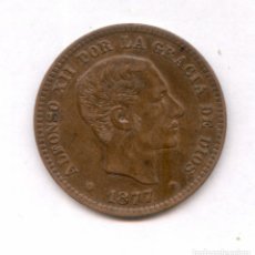 Monedas de España: 5 CÉNTIMOS AÑO 1877 COBRE DE ALFONSO XII. EXCELENTE. Lote 37488406