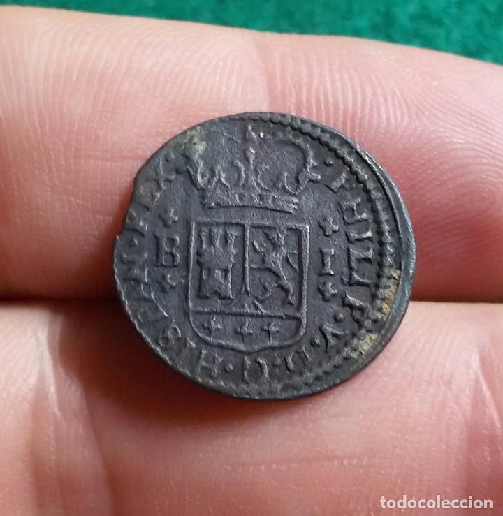 Monedas de Espa&ntilde;a: FELIPE V. 1 MARAVEDI DE 1720. BARCELONA - Foto 2