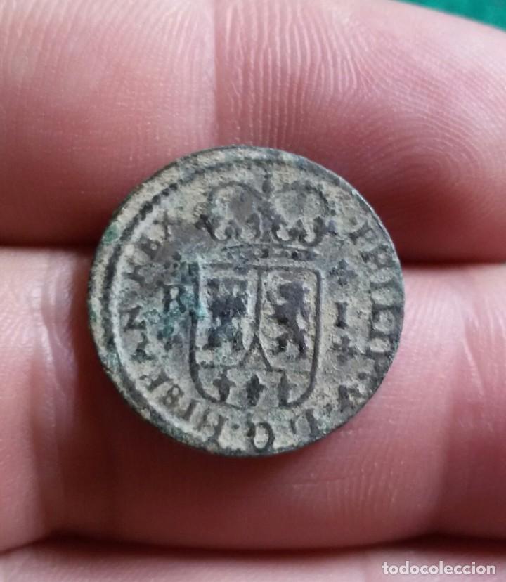 Monedas de Espa&ntilde;a: FELIPE V. 1 MARAVEDI DE 1718. BARCELONA - Foto 2