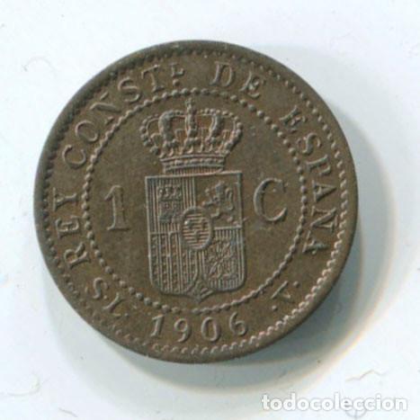 Monedas de Espa&ntilde;a: ALFONSO XIII, UN C&Eacute;NTIMO 1906. - Foto 2