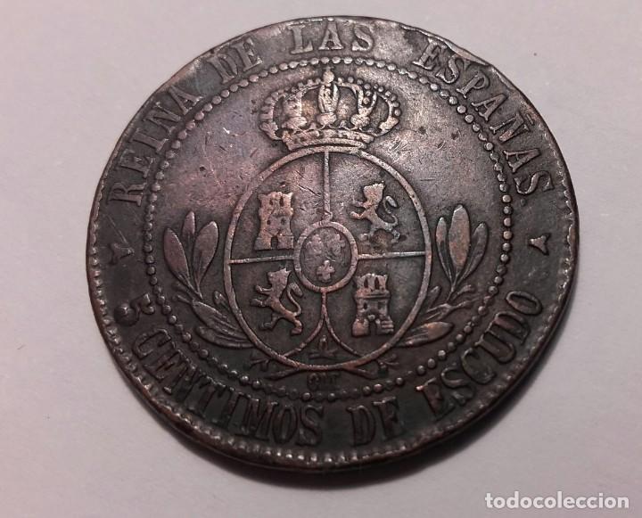 Monedas de Espa&ntilde;a: Moneda de 5 centimos de escudo Isabel II - Foto 2
