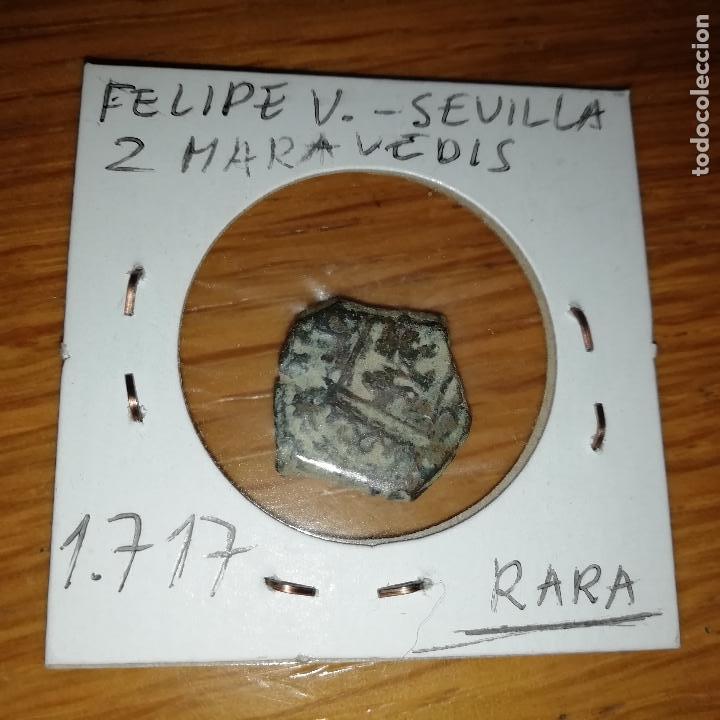 Monedas de Espa&ntilde;a: Sevilla. Raro 2 maravedis de 1717 - Foto 1