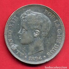 Monedas de España: MONEDA 5 PESETAS 1896 ,ALFONSO XIII , ESTRELLAS VISIBLES 18 96 , DURO PLATA , EBC- ,ORIGINAL, D2658. Lote 143646578