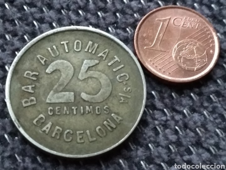 Monedas de Espa&ntilde;a: 25 c&eacute;ntimos bar automatic Barcelona ficha o token - Foto 1