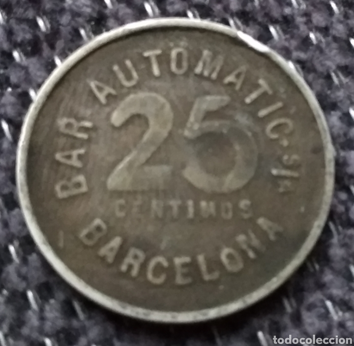 Monedas de Espa&ntilde;a: 25 c&eacute;ntimos bar automatic Barcelona ficha o token - Foto 2