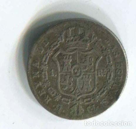 Monedas de Espa&ntilde;a: Isabel II. 1 real plata, 1844 Madrid. - Foto 2