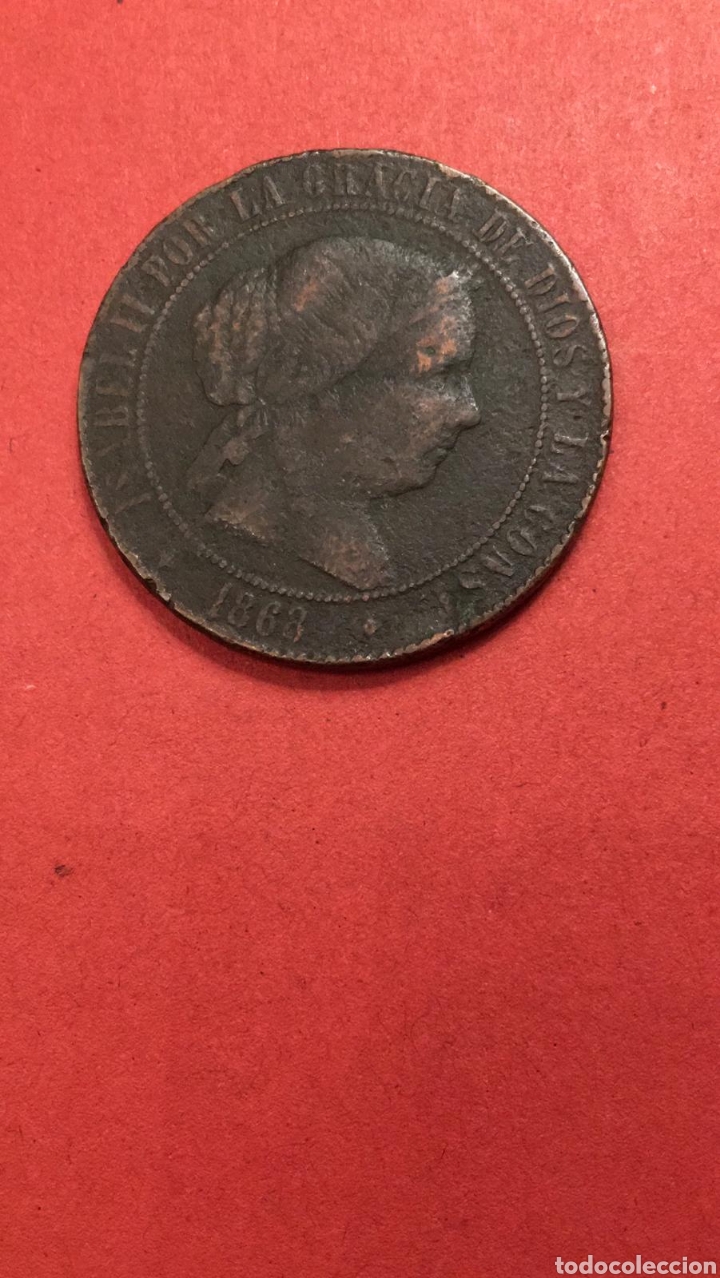 Monedas de Espa&ntilde;a: 5 c&eacute;ntimos de escudo de Isabel II, 1868. - Foto 2
