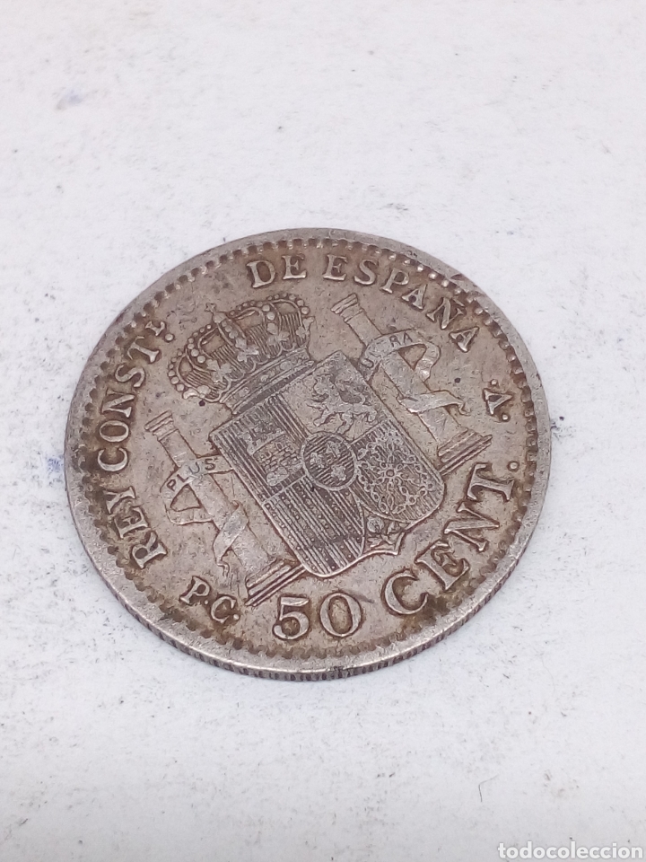 Monedas de Espa&ntilde;a: Moneda plata 50 cent 1910 - Foto 2