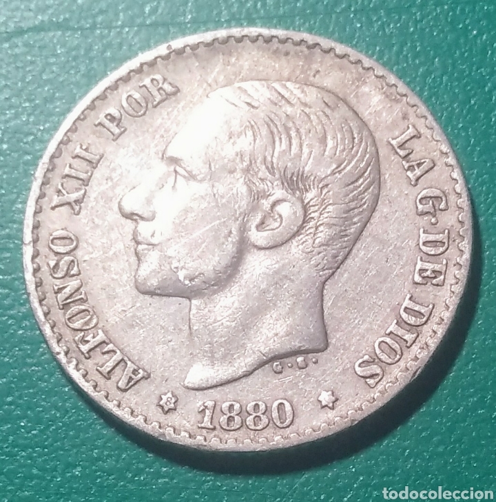 Monedas de Espa&ntilde;a: 50 c&eacute;ntimos plata 1880 MSM. Alfonso XII. - Foto 1