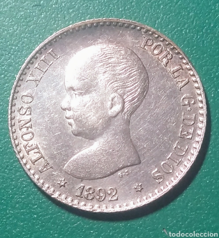 Monedas de Espa&ntilde;a: 50 c&eacute;ntimos plata 1892 *?*2 PGM. Alfonso XIII. - Foto 1