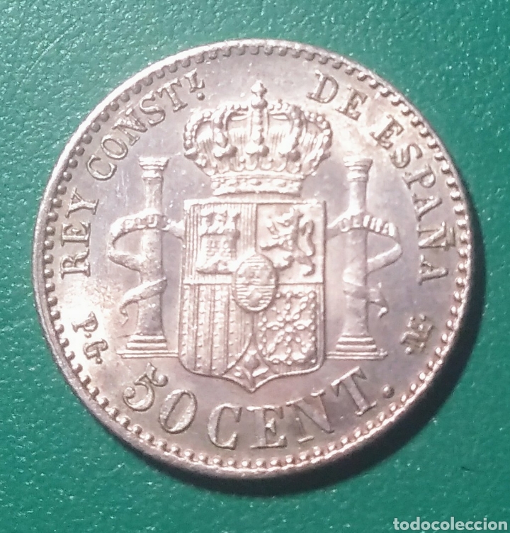 Monedas de Espa&ntilde;a: 50 c&eacute;ntimos plata 1892 *?*2 PGM. Alfonso XIII. - Foto 2