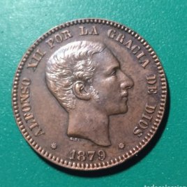 10 céntimos de Peseta cobre 1879 OM. Alfonso XII.
