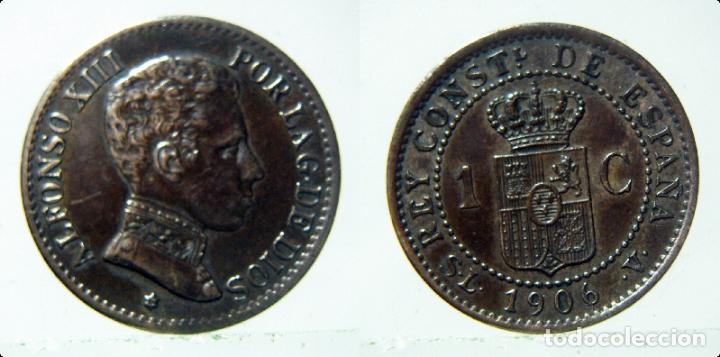 Monedas de Espa&ntilde;a: MONEDA DE ALFONSO XIII 1 CENTIMO SLV DE 1906 * 6 - Foto 1