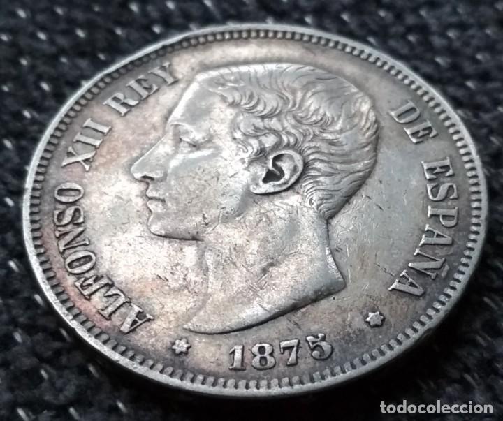 Monedas de Espa&ntilde;a: 5 PESETAS 1875 DEM *18-75 MBC - Foto 1