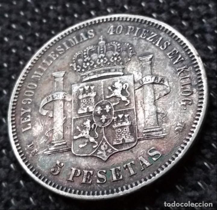 Monedas de Espa&ntilde;a: 5 PESETAS 1875 DEM *18-75 MBC - Foto 3