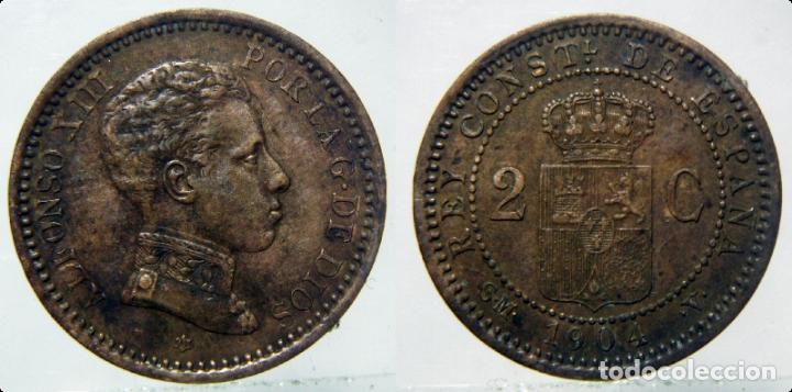 Monedas de Espa&ntilde;a: MONEDA DE ALFONSO XIII *04 2 CENTIMOS DE 1904 - Foto 1