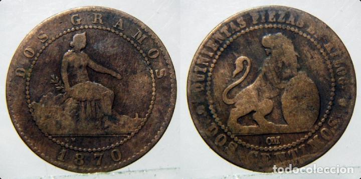 Monedas de Espa&ntilde;a: MONEDA DE GOBIERNO PROVISIONAL 2 CENTIMOS DE 1870 - Foto 1