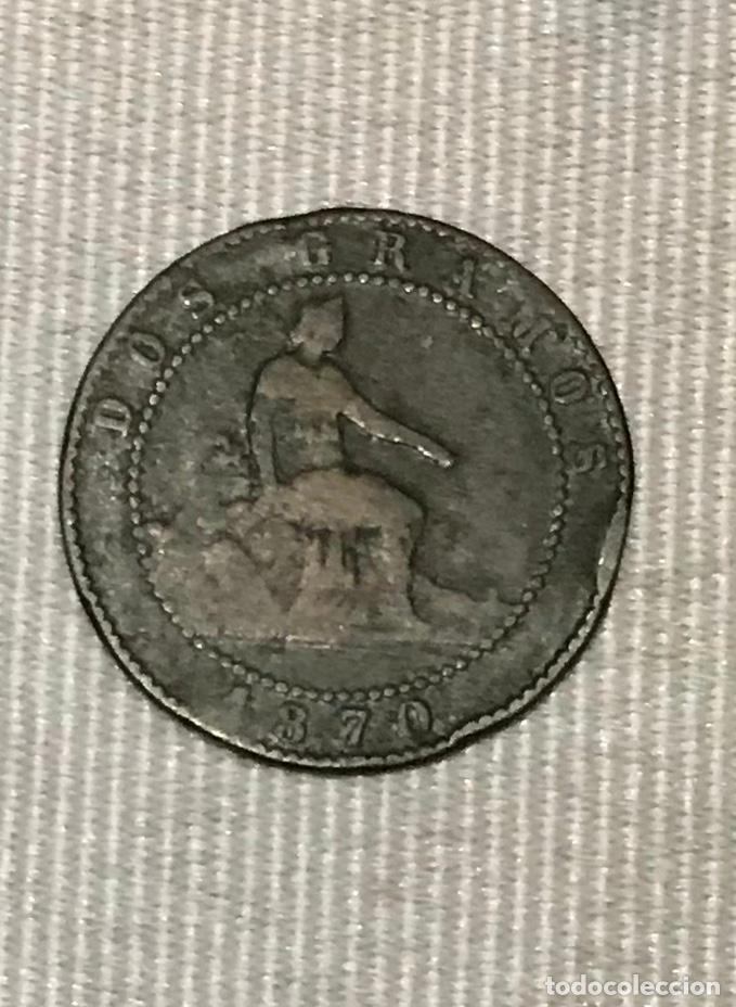 Coins of Spain: MONEDA 2 C&Eacute;NTIMOS DE 1870 GOBIERNO PROVISIONAL.COBRE.