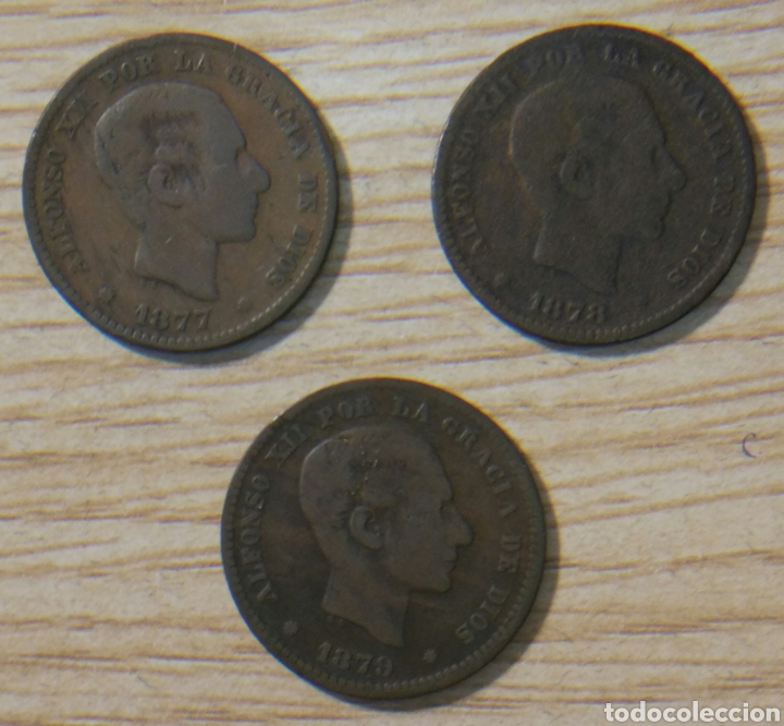 Monedas de Espa&ntilde;a: Cinco cent&iacute;mos, Alfonso XII, 1877,1878, 1879 - Foto 1