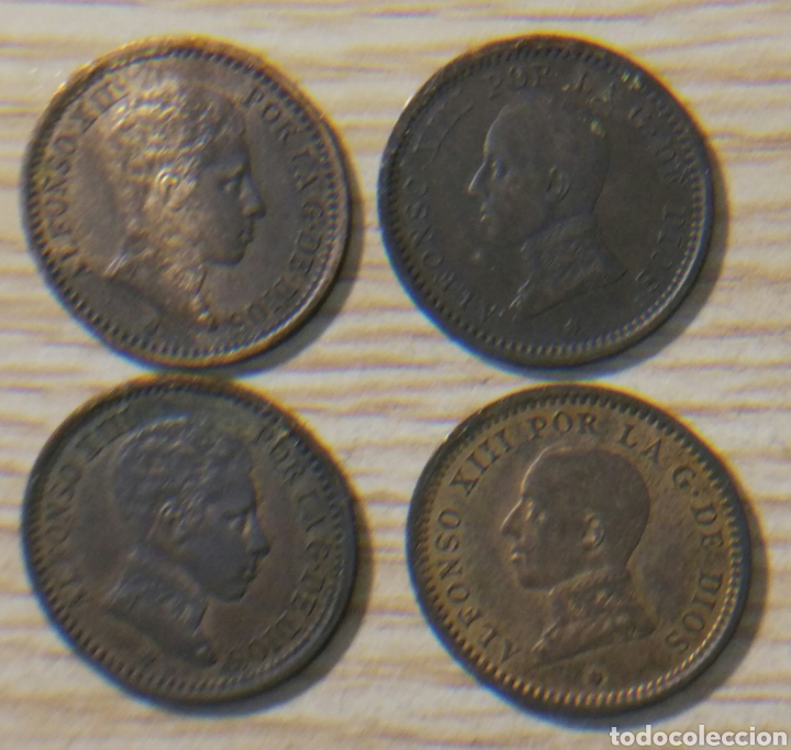 Monedas de Espa&ntilde;a: 4 monedas 2 cent&iacute;mos, Alfonso XIII - Foto 2