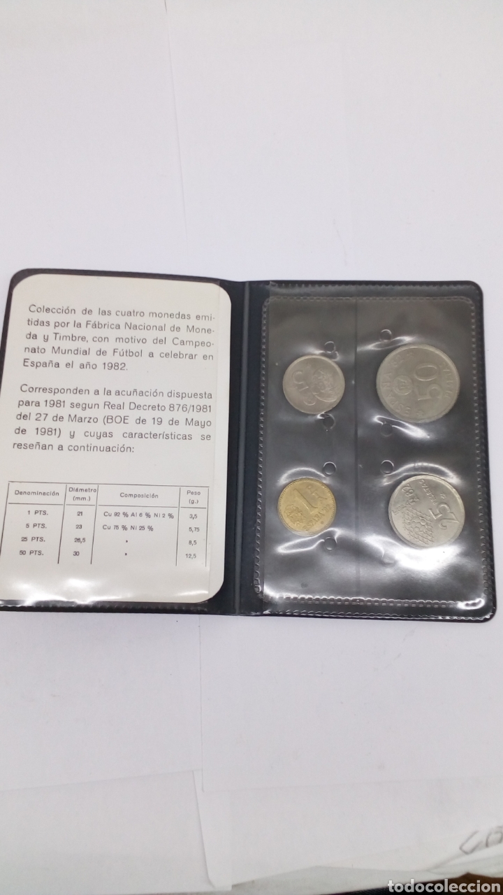 M&uuml;nzen von Spanien: Cartera de 4 monedas 1 peseta 5 pesetas 25pesetas 50 pesetas