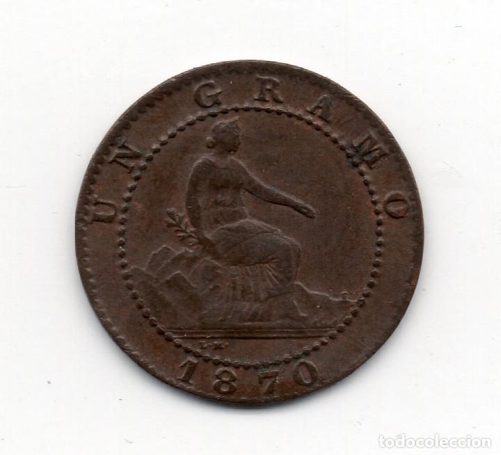 Monedas de Espa&ntilde;a: 1 centimo 1870.   Barcelona   -Gobierno provisional. - Foto 1