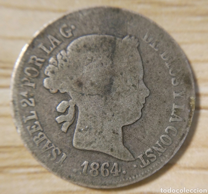Monedas de Espa&ntilde;a: 2 Reales 1864 Sevilla - Foto 2