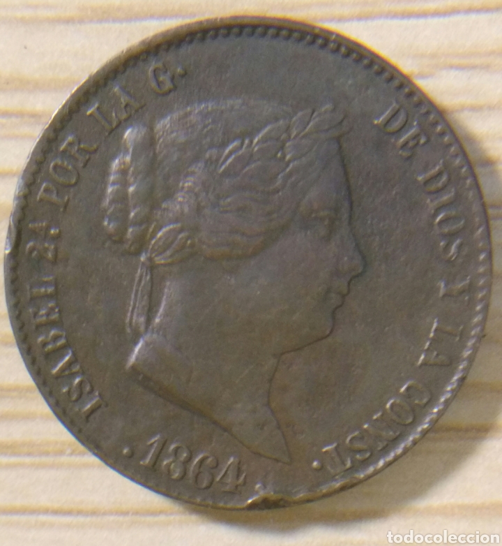 Monedas de Espa&ntilde;a: 25 c&eacute;ntimos de real 1864 Segovia - Foto 1