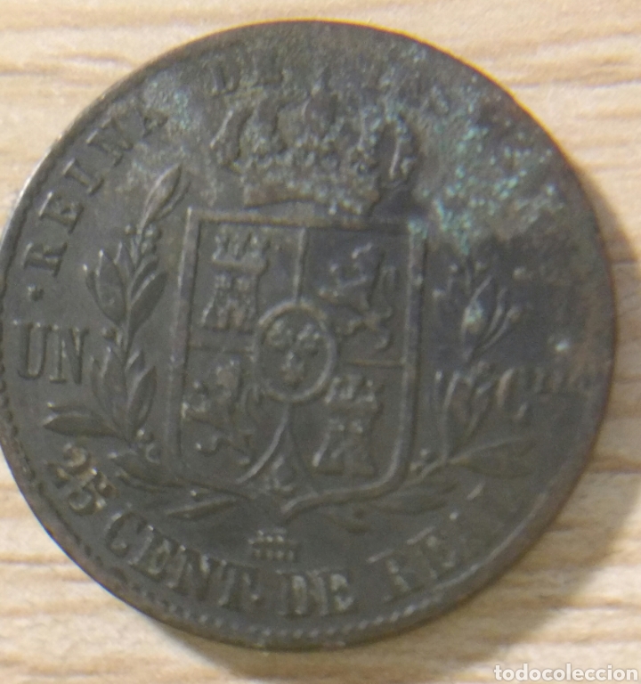 Monedas de Espa&ntilde;a: 25 cent&iacute;mos de real Segovia 1856 - Foto 2