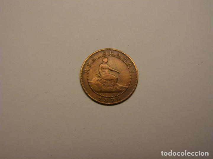 Monedas de Espa&ntilde;a: Moneda de 2 c&eacute;ntimos, Gobierno Provisional, a&ntilde;o 1870. - Foto 1