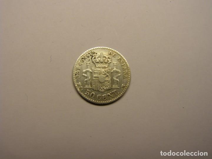 Monedas de Espa&ntilde;a: Moneda de 50 c&eacute;ntimos, Alfonso XII, a&ntilde;o 1880. - Foto 2