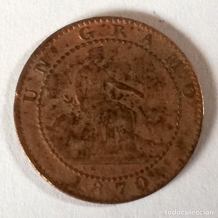 Monedas de Espa&ntilde;a: 1 CENTIMO DEL A&Ntilde;O 1870 - GOBIERNO PROVISIONAL - Foto 1