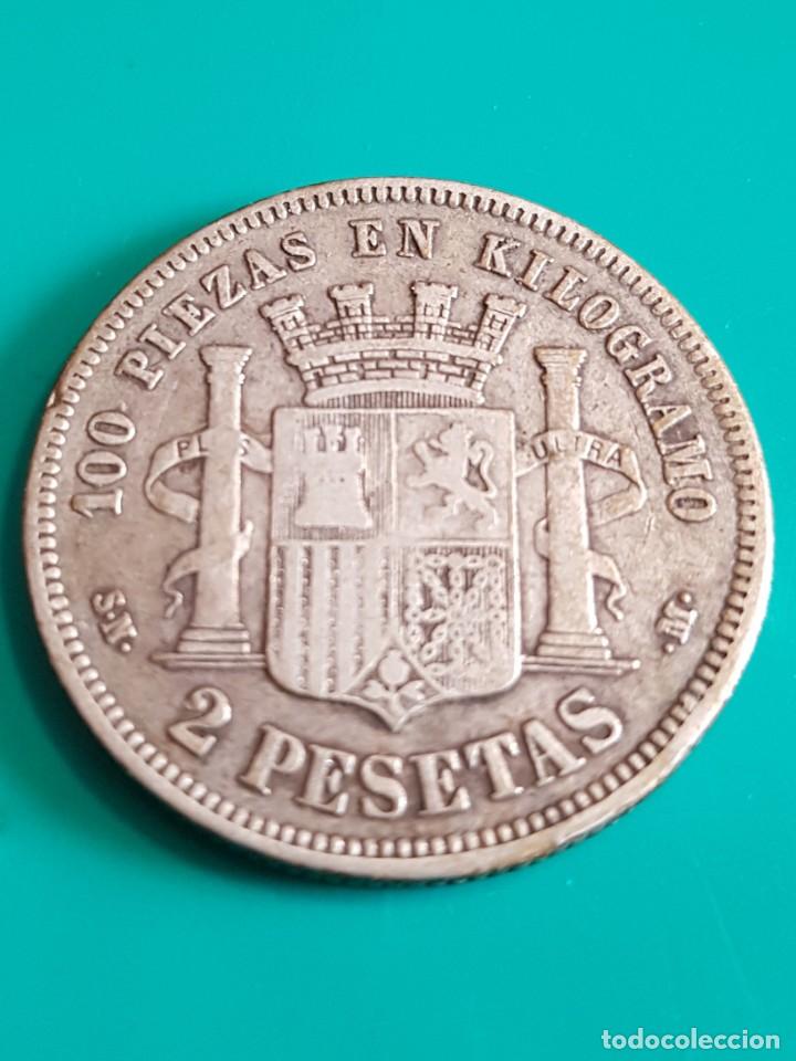 Monedas de Espa&ntilde;a: GOBIERNO PROVISIONAL. 2 PESETAS DE 1869 - Foto 2