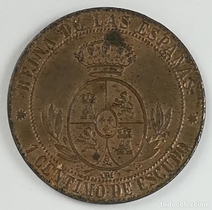 Monedas de Espa&ntilde;a: 1 C&Eacute;NTIMO DE ESCUDO. ISABEL II. ESPA&Ntilde;A 1867 - Foto 2