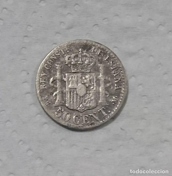 Monedas de Espa&ntilde;a: MONEDA 50 C&Eacute;NTIMOS DE ALFONSO XIII 1892 - Foto 2
